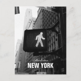 Black White New York Street Walk Sign Briefkaart