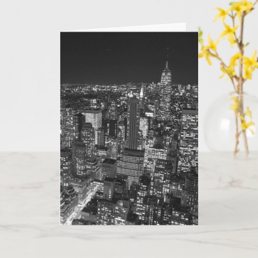 Black & White New York wolkenkrabbers Kaart (Gele Bloem)