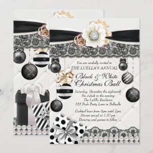Black White Noël Ball Invitations
