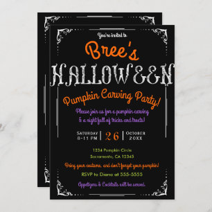 Black & White Old Vintage Type Halloween Party Kaart