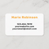 Black White Oranje Asymmetrisch Abstract Hallo Visitekaartje (Achterkant)