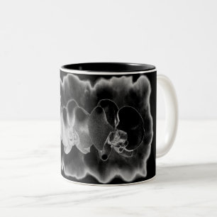 Black White Orchid schilderij trippy floral Tweekleurige Koffiemok