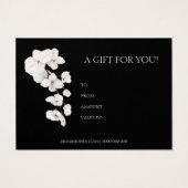 Black White Orchids Certificat cadeau d'affaires (Dos)