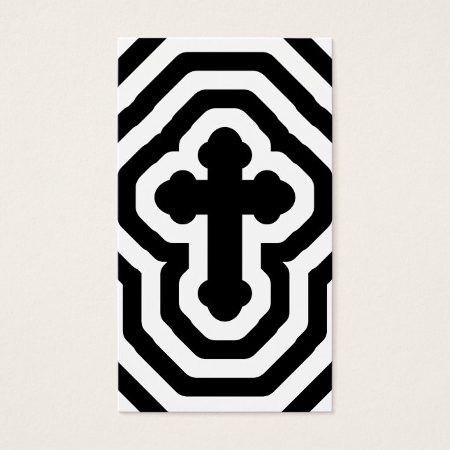 Black & White Ornate Cross with Concentric Stripes (Devant)