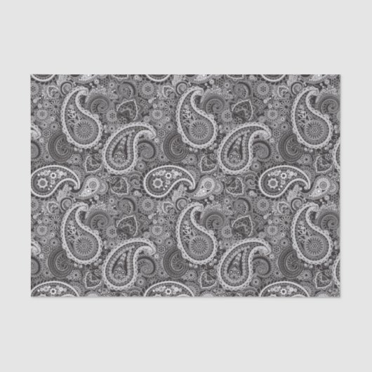 Black White Paisley Elegant Pattern Tissuepapier (Voorkant)