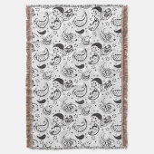 Black & White Paisley Pattern –Elegant Textile Art Deken (Voorkant Verticaal)