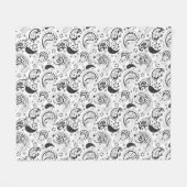 Black & White Paisley Pattern –Elegant Textile Art Fleece Deken (Voorkant (Horizontaal))