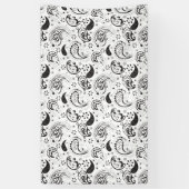 Black & White Paisley Pattern –Elegant Textile Art Spandoek (Verticaal)