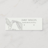 Black White Palm Leaf Sketch Stud Veroorbaar beeld Mini Visitekaartje (Voorkant)