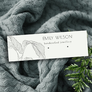 Black White Palm Leaf Sketch Stud Veroorbaar beeld Mini Visitekaartje