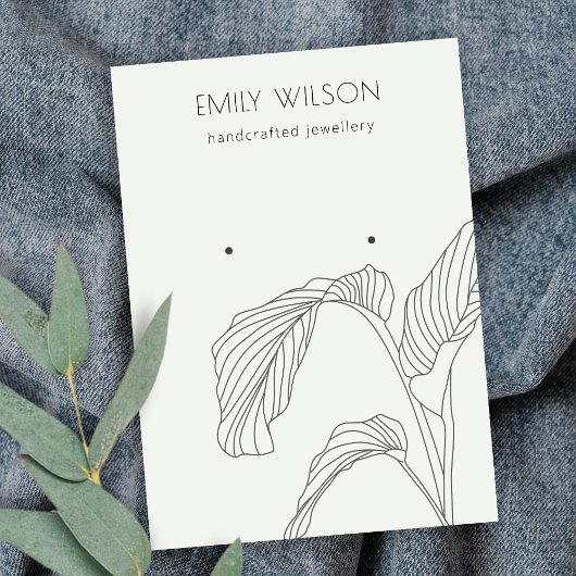 Black White Palm Leaf Sketch Stud Veroorbaar beeld Visitekaartje