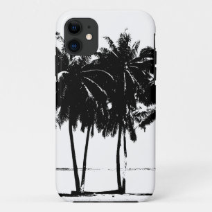 Black White Palm Trees Silhouette iPhone 11 Hoesje