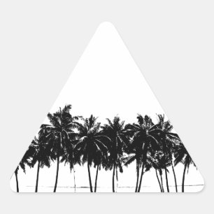 Black White Palm Trees Silhouette Driehoek Sticker