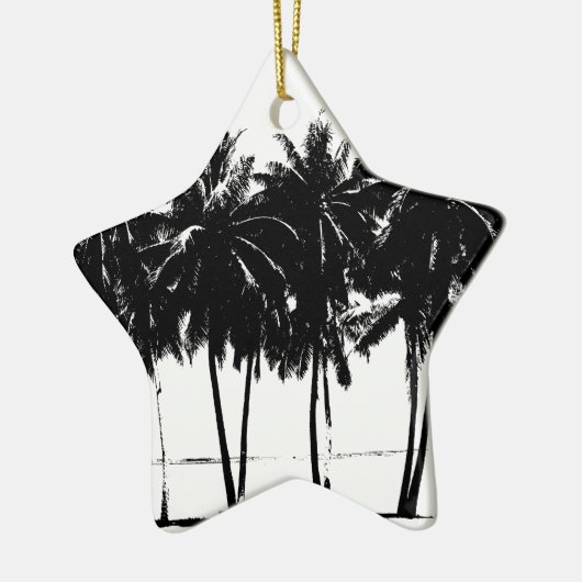 Black White Palm Trees Silhouette Keramisch Ornament (Links)
