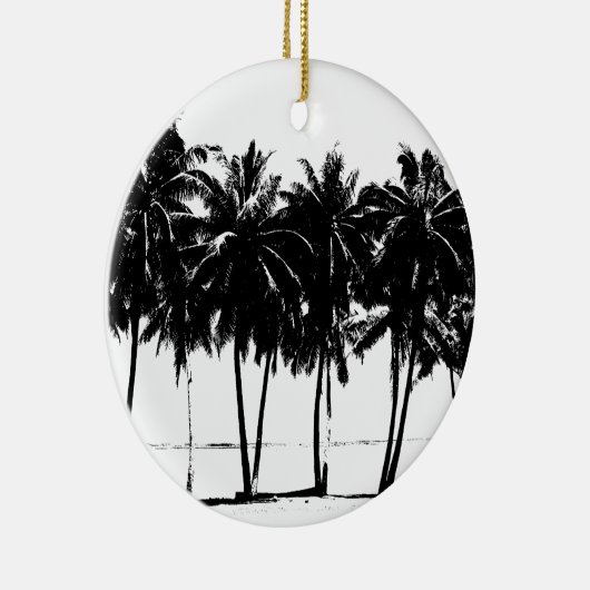 Black White Palm Trees Silhouette Keramisch Ornament (Rechts)