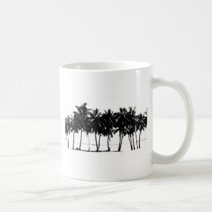 Black White Palm Trees Silhouette Koffiemok