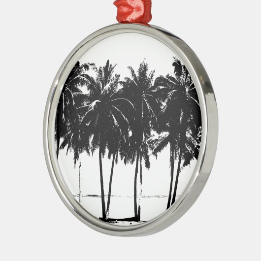 Black White Palm Trees Silhouette Metalen Ornament (Links)