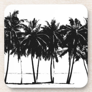Black White Palm Trees Silhouette Onderzetter