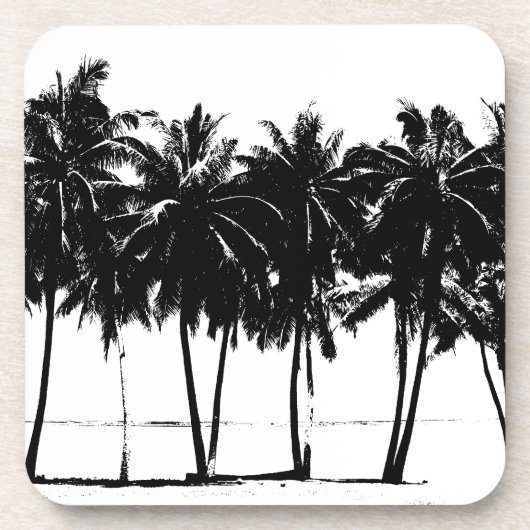 Black White Palm Trees Silhouette Onderzetter (Voorkant)