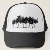 Black White Palm Trees Silhouette Trucker Pet (Voorkant)