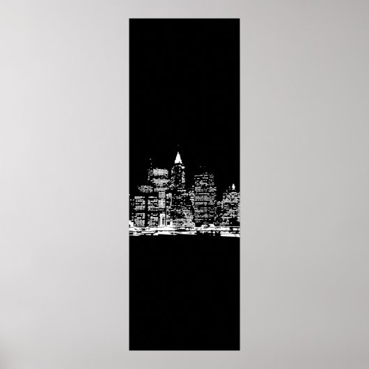 Black & White Panoramic New York City Poster (Devant)