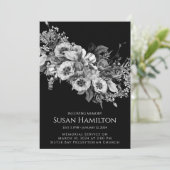 Black & White Pansy Uitvaart Memorial Aankondiging (Staand voorkant)