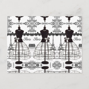 Black White Paris Mode Mannequin Briefkaart