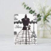 Black White Paris Mode Mannequin Briefkaart (Staand voorkant)