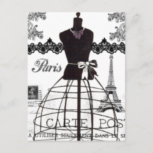 Black White Paris Mode Mannequin Briefkaart