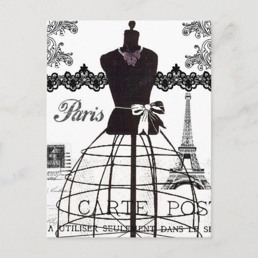 Black White Paris Mode Mannequin Briefkaart (Voorkant)