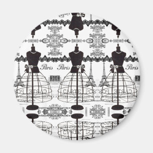 Black White Paris Mode Mannequin Magneet