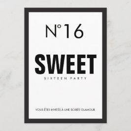 Black & White PARIS Theme SWEET SIXTEEN 16 PARTIJ Kaart