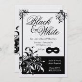 Black & White Party Uitnodiging (Voorkant / Achterkant)