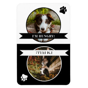 Black White Paw Print Dog is Fed Photo Magneet