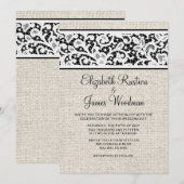 Black White Pays Linge Mariage Invitations (Devant / Derrière)