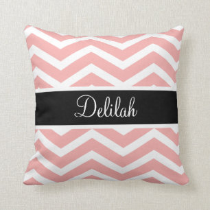 Black White Peach Chevron Name Kussen