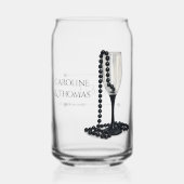 Black & White Pearl Champagne Glass Wedding (Verso)