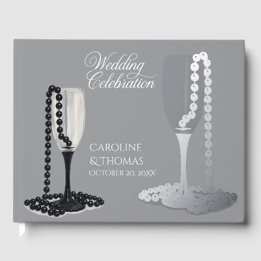 Black & White Pearl Champagne Glass Wedding (Recto)