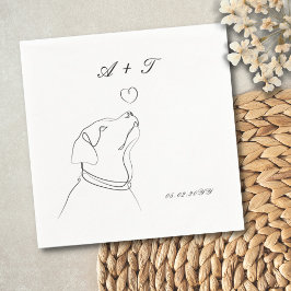 Black White Pet Doodle Couple Weddenemonogram Servet