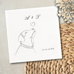 Black White Pet Doodle Couple Weddenemonogram Servet