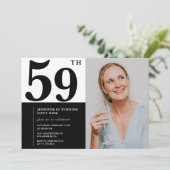 Black White Photo 59e anniversaire Invitations (Debout devant)