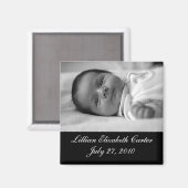 Black White Photo Baby Birth Magnet (Recto/Verso)
