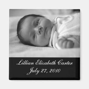 Black White Photo Baby Birth Magnet Magneet