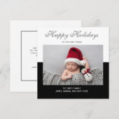 Black White Photo Happy Holiday Faire-part de nais (Devant / Derrière)