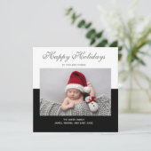 Black White Photo Happy Holiday Faire-part de nais (Debout devant)