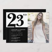 Black White Photo Invitations 23e anniversaire (Devant / Derrière)