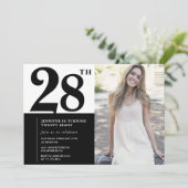 Black White Photo Invitations 28th Birthday (Debout devant)
