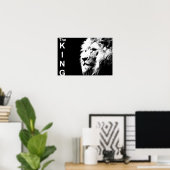 Black White Photo Lion Sjabloon Natuur Animal Poster (Thuiskantoor)