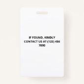 Black White Photo & Logo Employee ID Badge (Achterkant)