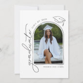 Black White Photo Main Tirée Grad Party Invitation (Dos)